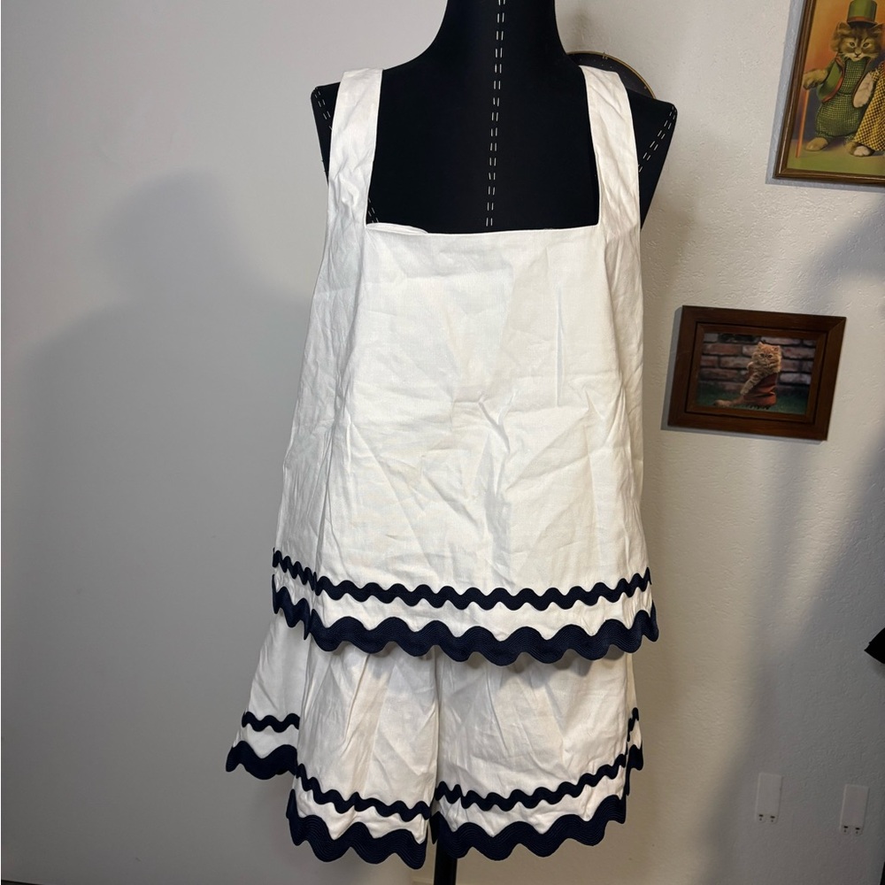 La Blanca White and Navy Trim Swim Coverup Set - Picture 3 of 5